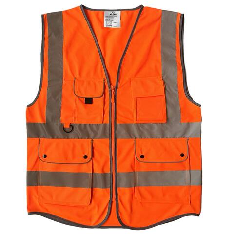 ALEKO Safety Vest XX Large size with Pockets Class 2 ANSI/ISEA Compliant Orange