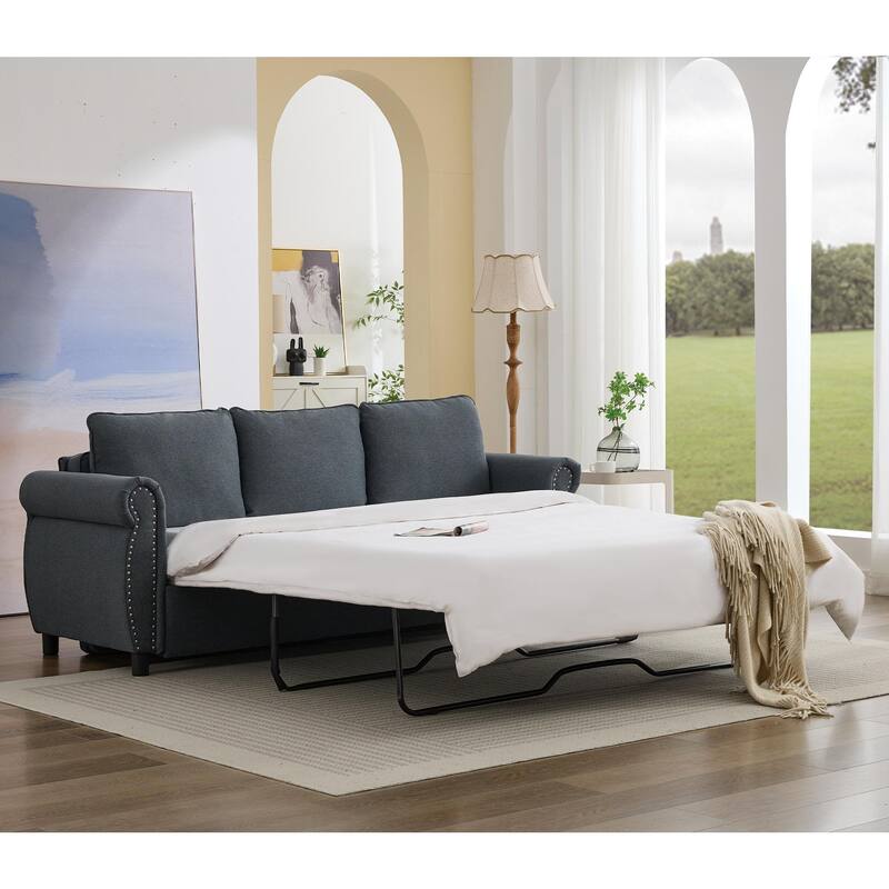 81.5" Convertible Sleeper Couch with Pull Out Bed,3 Seater Sofa Bed