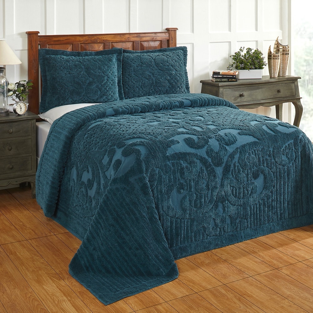 Better Trends Chenille Bedspread Set with Sham Medallion Design 100% Cotton Soft Machine Washable Tufted Ashton Collection