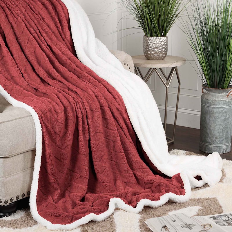 Superior Nuuk Jacquard Lattice Fluffy Sherpa Fleece Blanket