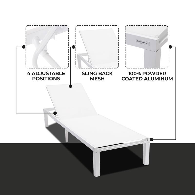 Aluminum Beach Pool Sun Lounge Chair Sling Mesh Fabric Reclining Stackable Lounger Chair
