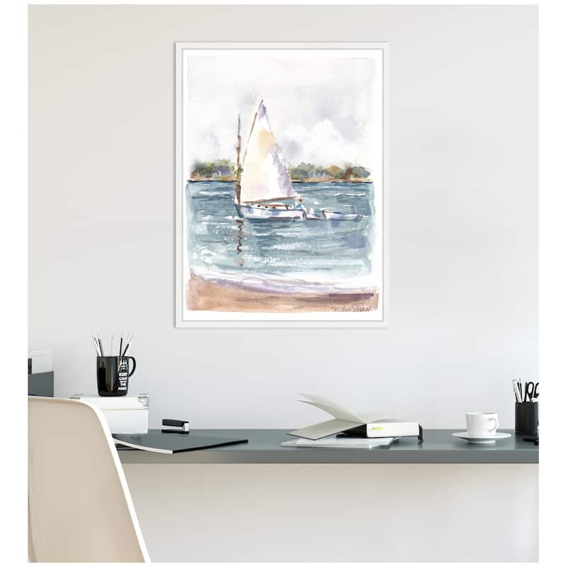 Kate and Laurel Sylvie 2 Maryanne Welch Chatham Fog Sailboat Framed Canvas by Patricia Shaw