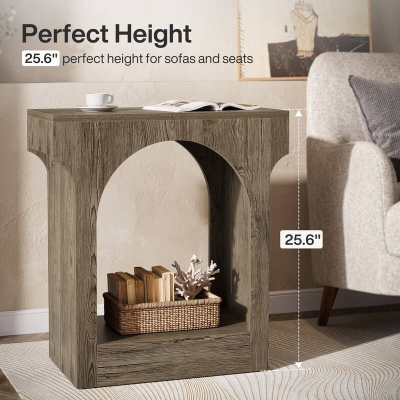 Wood End Side Table with Storage Space