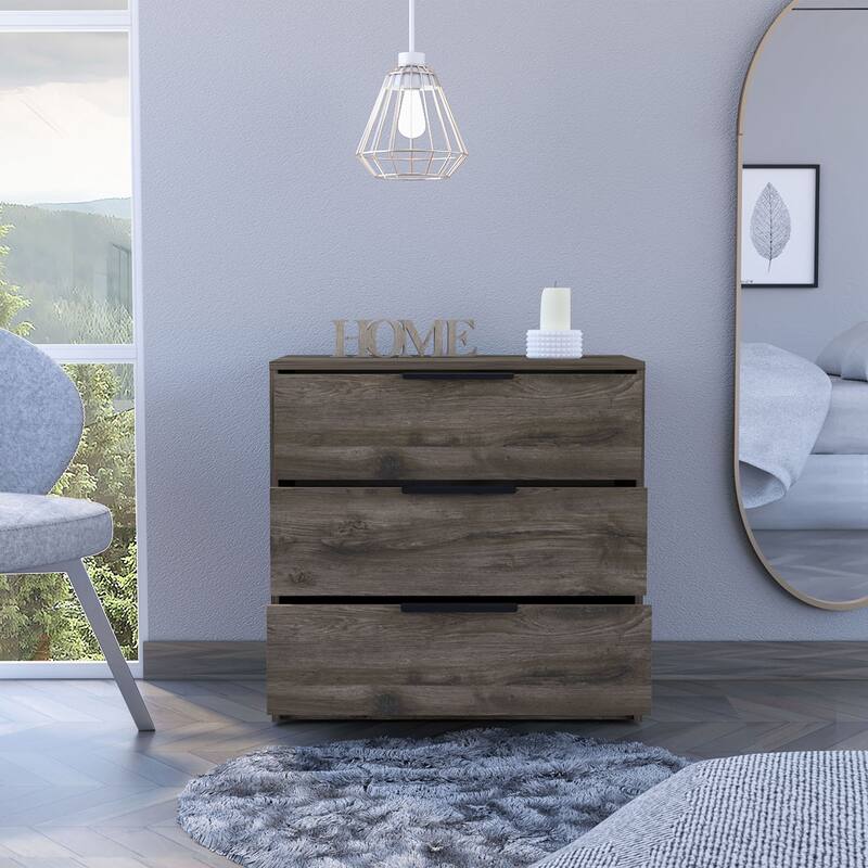 3-Drawer Rectangle Dresser White