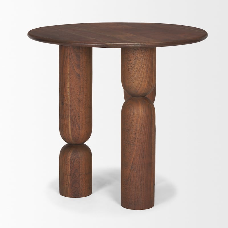 Sonel Pedestal Medium Dark Brown / Matte Black Acacia Wood Foyer Table -  35.0L x 4.5W x 35.0H