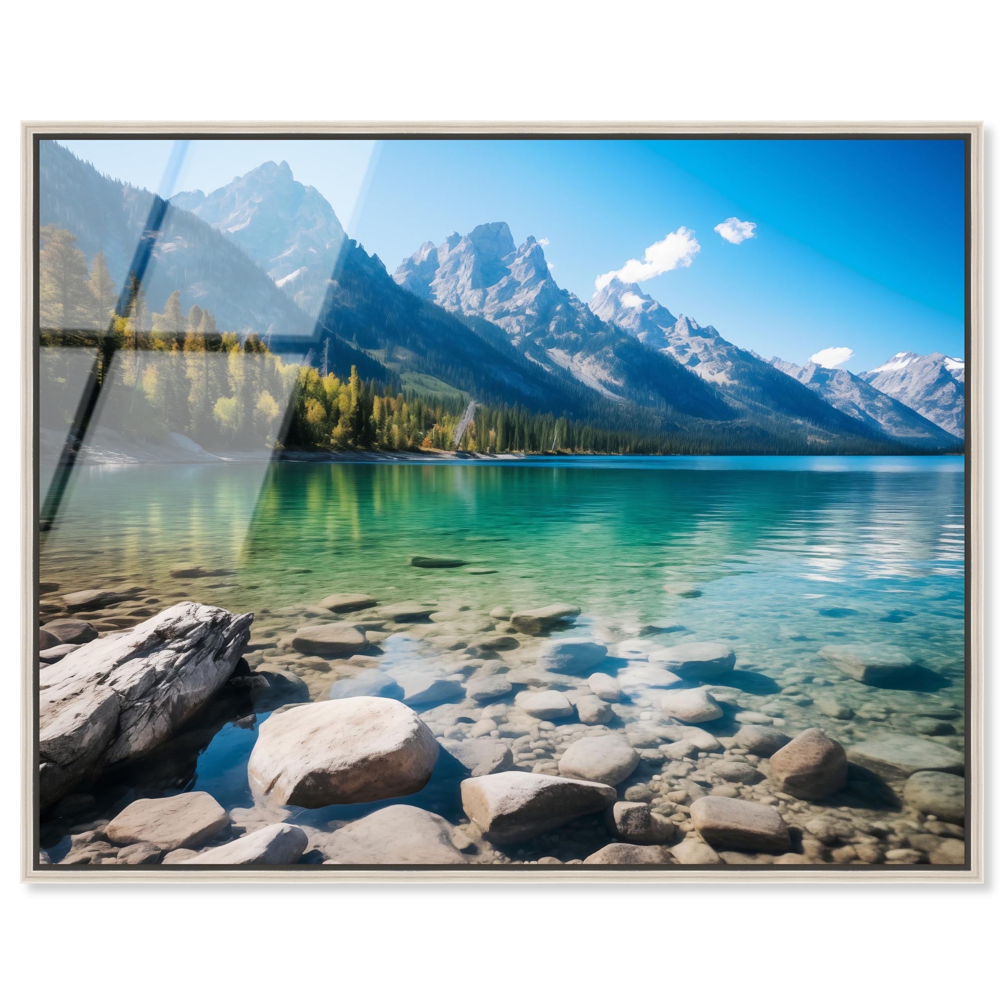 Crystal Lake Peaks Photography Framed Acrylic Wall Art by Notoriart