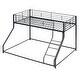 preview thumbnail 4 of 5, Twin XL Over Queen Metal Floor Bunk Kids Bed - Modern Design, Sloping Stairs, Space-Saving for Bedroom, Easy Assembly, Black