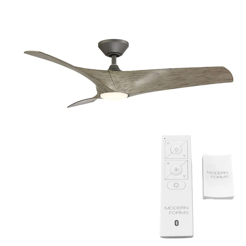 Zephyr Indoor and Outdoor 3-Blade Smart Ceiling Fan 52in with 3000K LED Light Kit and Remote Control with Wall Cradle