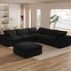 preview thumbnail 14 of 66, Large Down Filled Corner Sectional Sofa Couch with Ottoman for Living Room Set Linen Cloud Sectional Couches Dark Charcoal