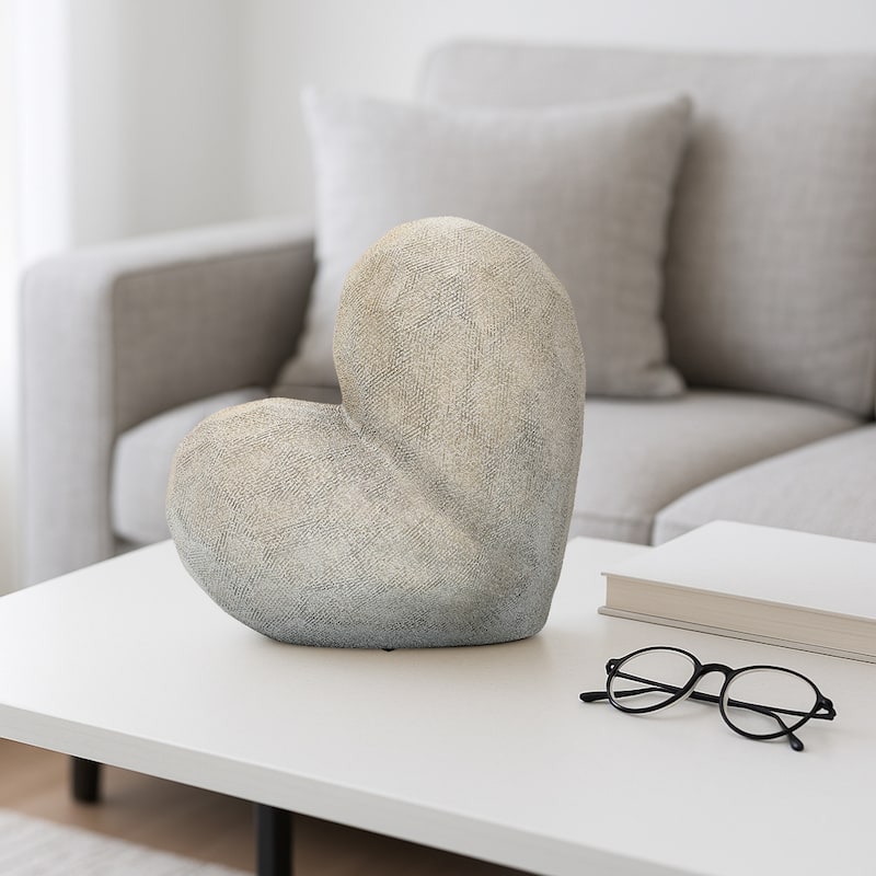 Modern Geometric Heart Sculpture - Ceramic Decorative Object