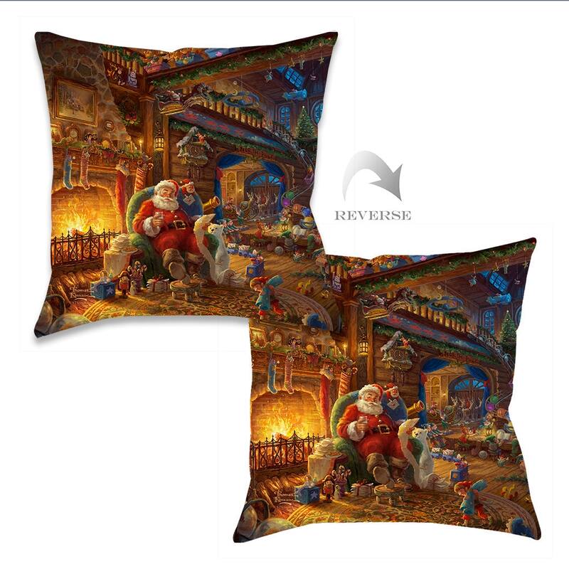 Thomas Kinkade Santa's Workshop Indoor Decorative Pillow by Laural Home