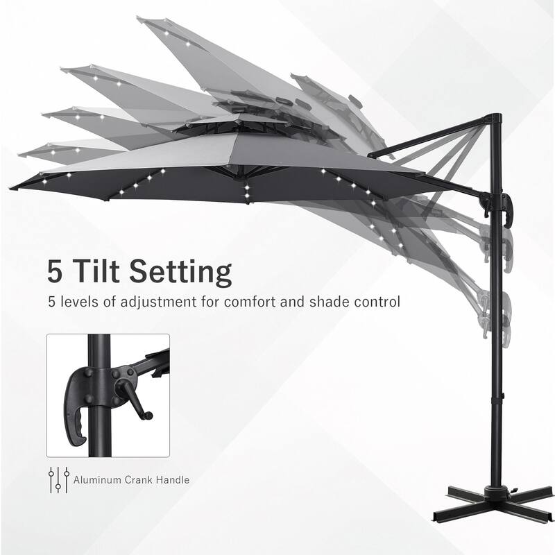 Ainfox 10ft Patio Umbrella with Lights 3-Tier Octagonal Outdoor Solar Umbrella (No Base)