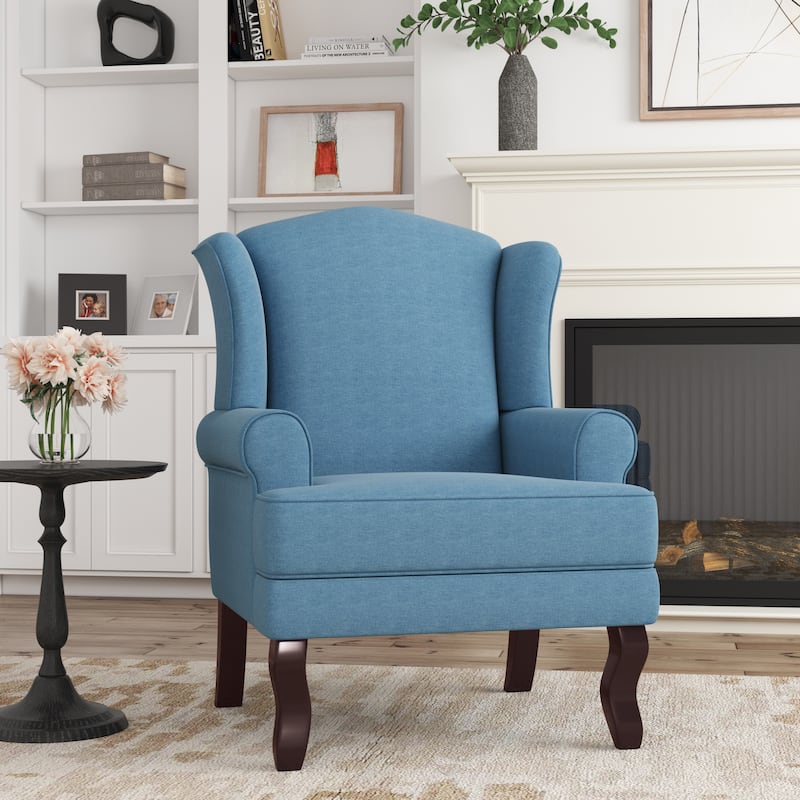 Elegant Living Room Wing Back Arm Chair Upholstered Accent Chair