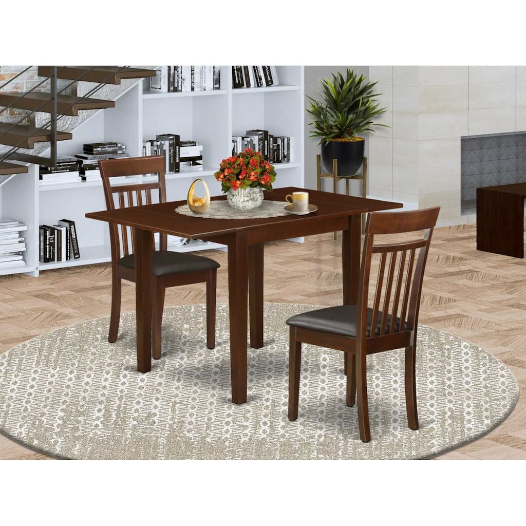 HomeStock 3-Piece Mahogany Finish Solid Wood Top Dining Table Set