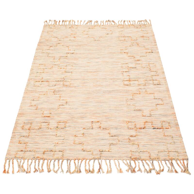 ECARPETGALLERY Braid weave Sienna Beige Wool Rug - 5'1 x 8'1