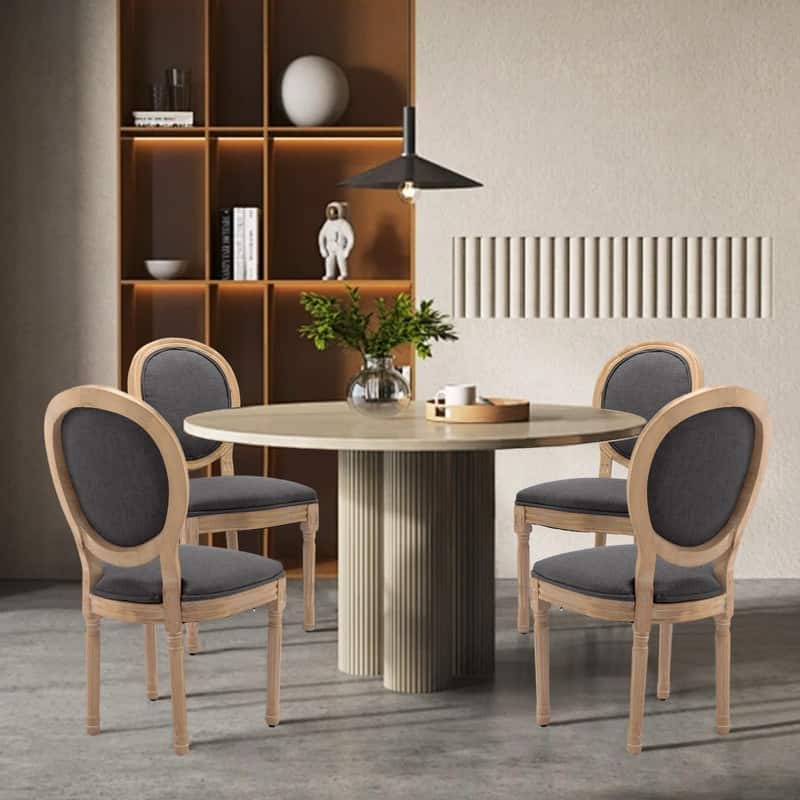 Upholstered French Style Nailhead Dining Chairs(Set of 4)