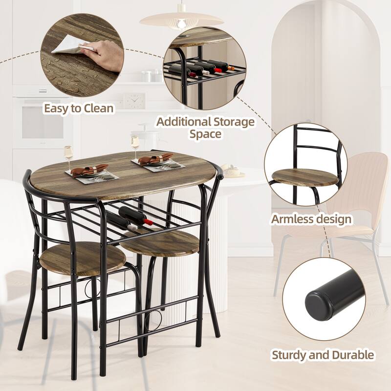 Space-Saving Dining Table Set,Ideal for Small Spaces - Featuring a Stylish Faux Marble or Wood Grain Table with Modern Chairs