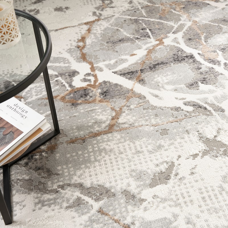 Nourison Elation Contemporary Abstract Ivory Grey Area Rug
