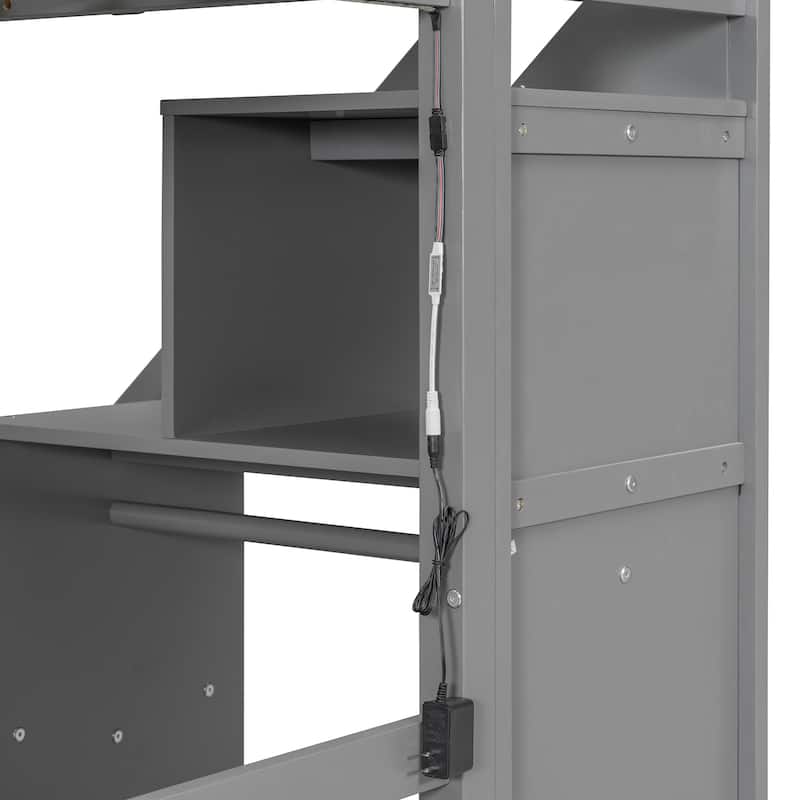Loft Bed with 2 Chest of Drawers , Integrated Desk, Independent Staircase, Multifunctional Space-Saving Loft Bed for Bedroom