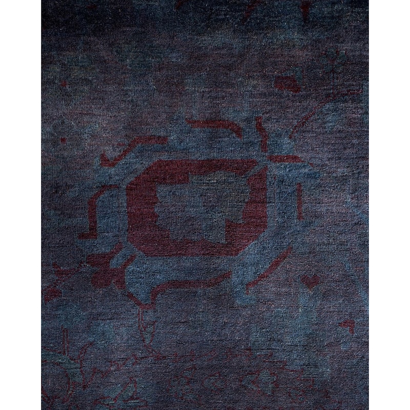 Overton Handknotted Wool Vintage Inspired Contemporary Overdyed Gray Area Rug - 14' 10" x 12' 1"