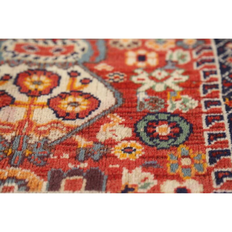 Hand Knotted Oriental 100% Wool Carpet Traditional Tribal Oranges & Rust Shiraz Area Rug - 5' 7'' X 3' 5''