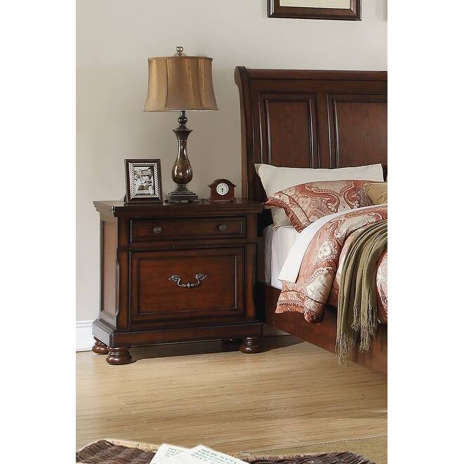 Traditional Formal Look 1pc Nightstand Storage Space Bedside Table Plywood Veneer Bedroom Furniture