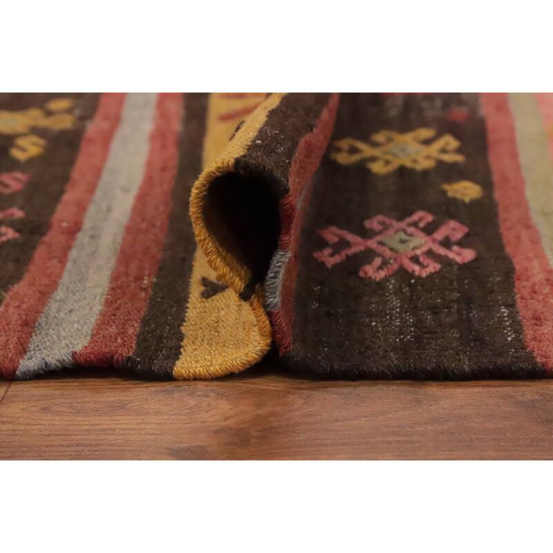 Hand Woven Oriental 100% Wool Carpet Southwestern Tribal Oranges & Rust Kilim Area Rug - 8' 9'' X 6' 3''