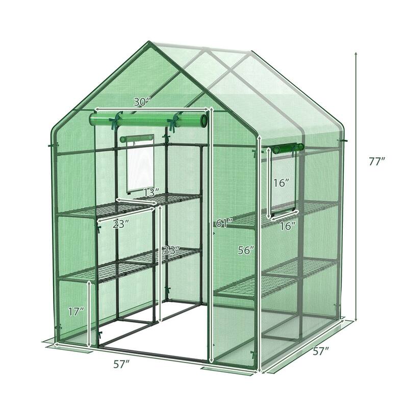 Gymax Walk-in Greenhouse 56''x56''x77'' Gardening w/Observation - See Details