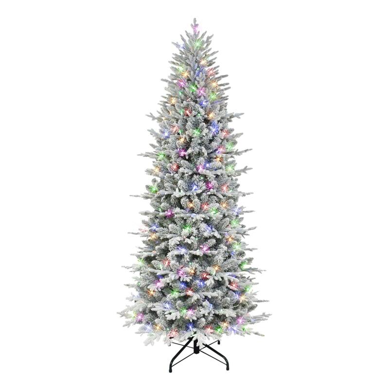 7.5' Flocked Northern Fir Medium Artificial Tree Color Select LED - 7.5 Foot