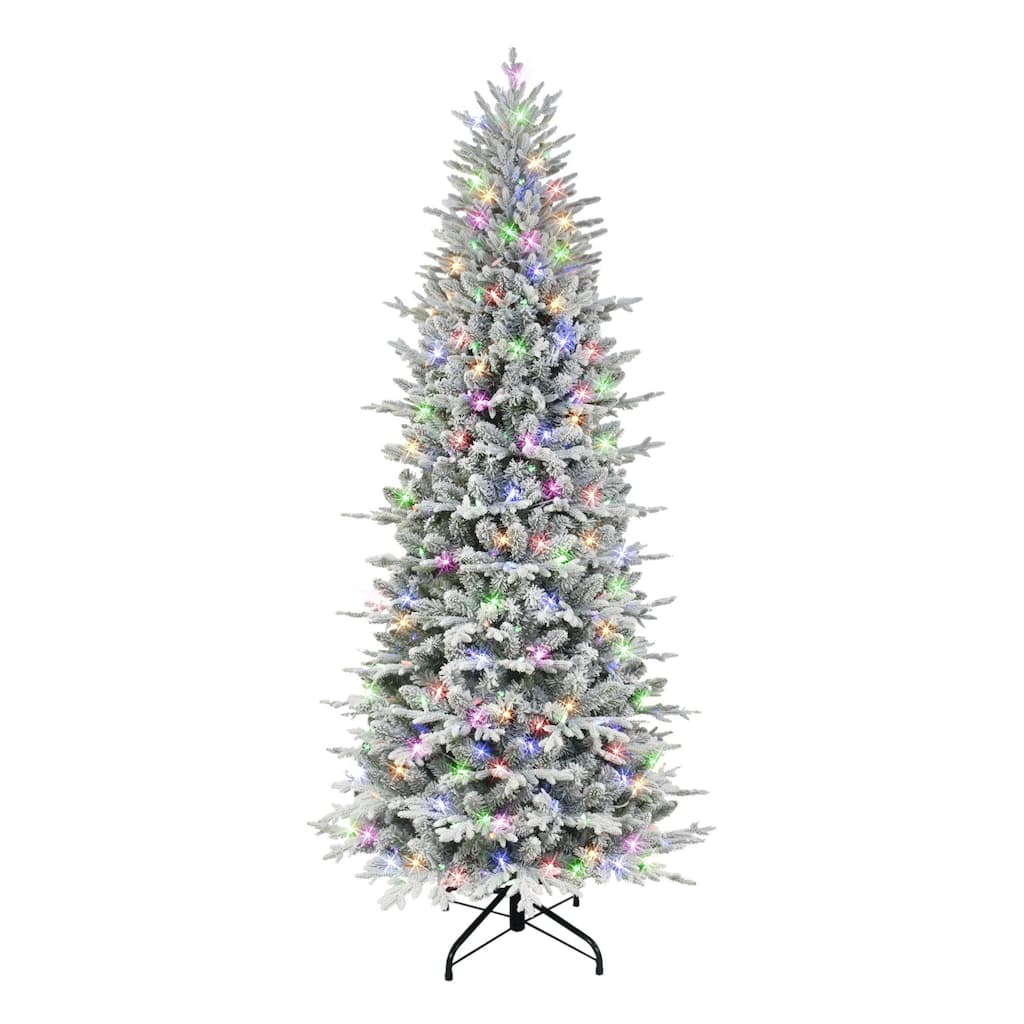 7.5' Flocked Northern Fir Medium Artificial Tree Color Select LED - 7.5 Foot