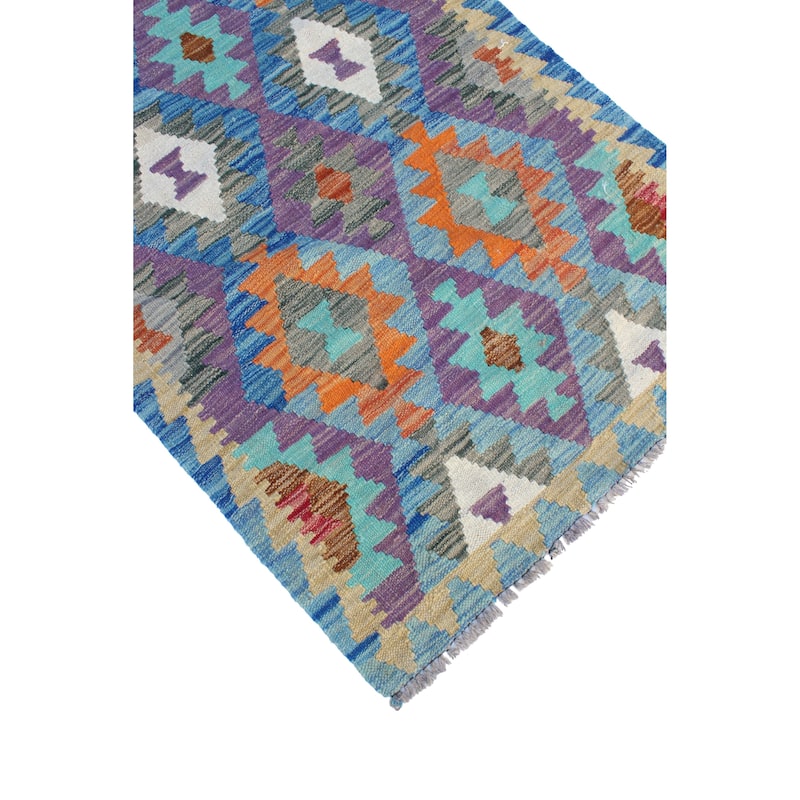 Flatweave Nakisisa Blue/Beige Rug - 2'8" x 4'2"