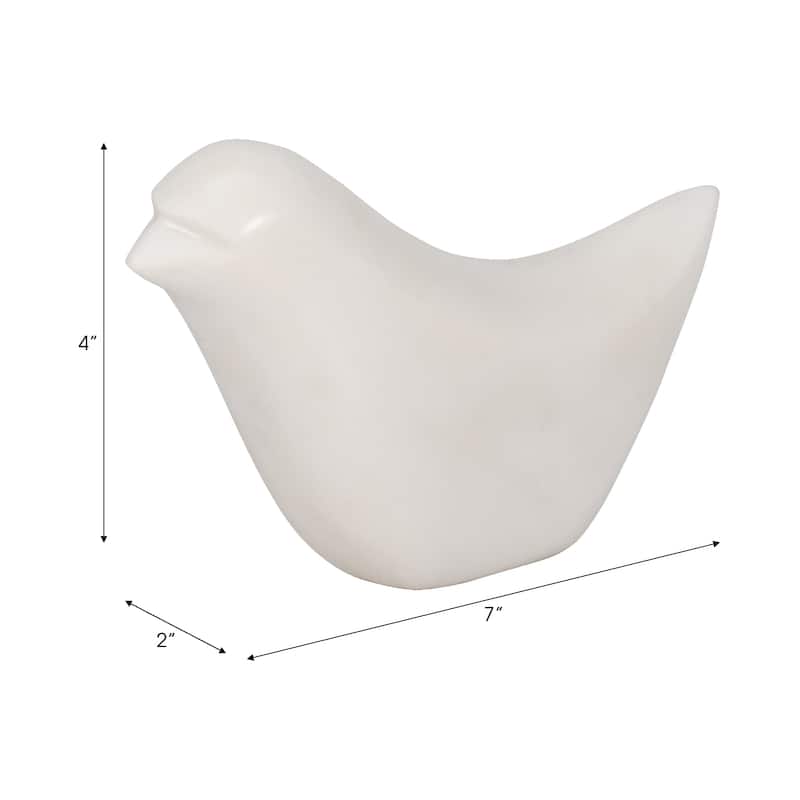 Sagebrook Home Elegant White Marble 7" Bird Figurine, Ambrosia Decorative Accessories, Solide White - 7" x 2" x 4"