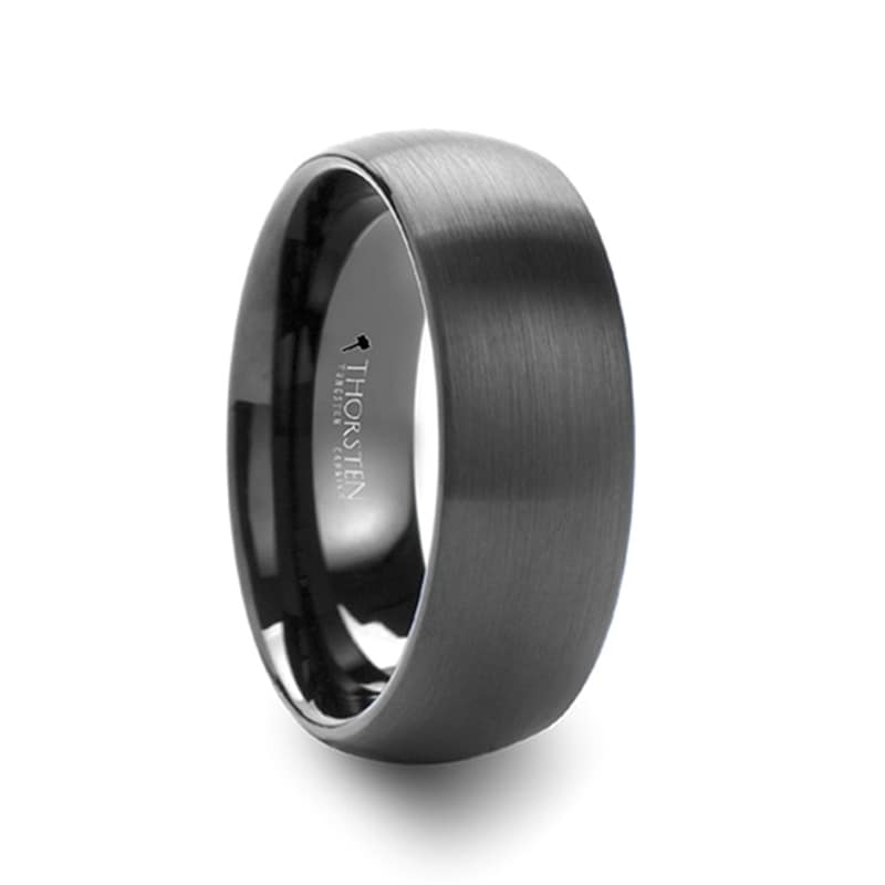 Thorsten Vulcan Black Tungsten Ring with Brushed Finish and Polished Edges 10mm Width from Roy Rose Jewelry 