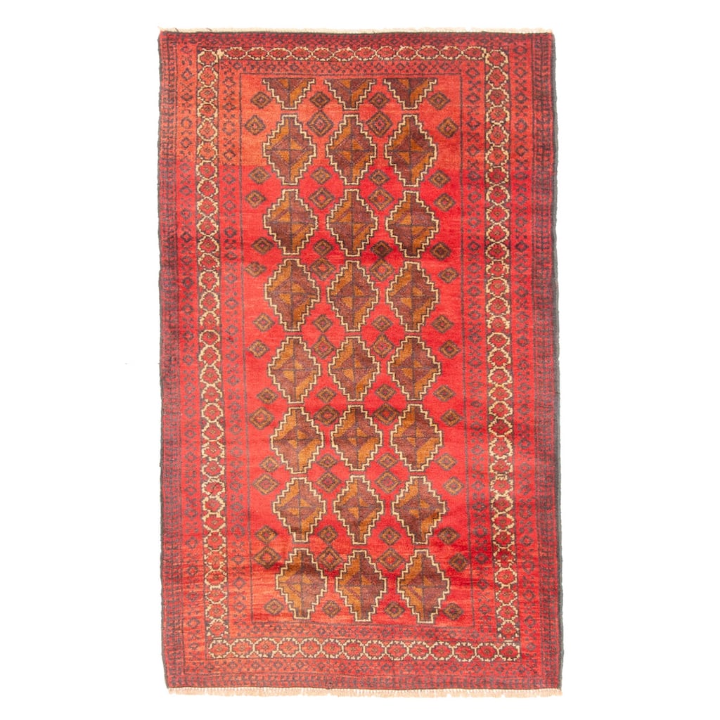 ECARPETGALLERY Hand-knotted Teimani Red Wool Rug - 2'7 x 4'4