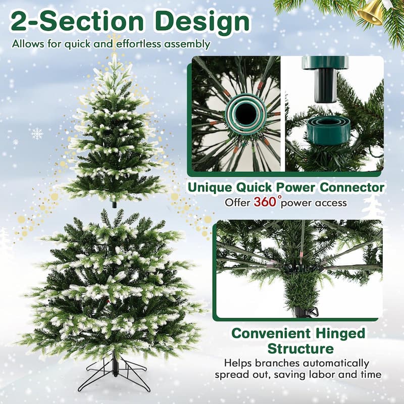 Gymax 6 FT Per-Lit Artificial Christmas Tree Hinged Xmas Tree w/ Quick