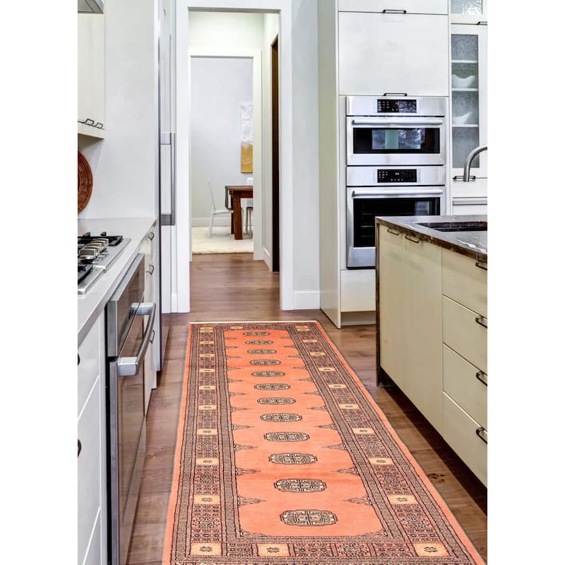 ECARPETGALLERY Hand-knotted Finest Peshawar Bokhara Salmon Wool Rug - 2'7 x 10'3