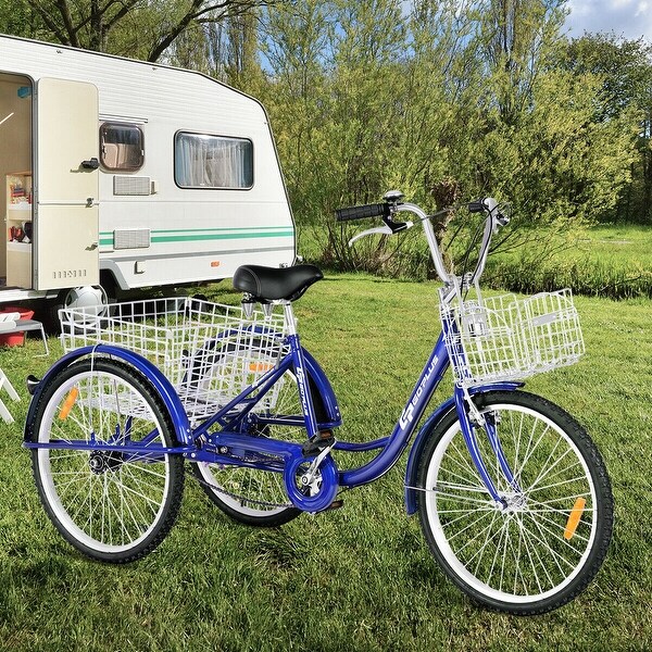 Goplus 26'' Single Speed 3-wheel Bicycle Adult Tricycle Seat
