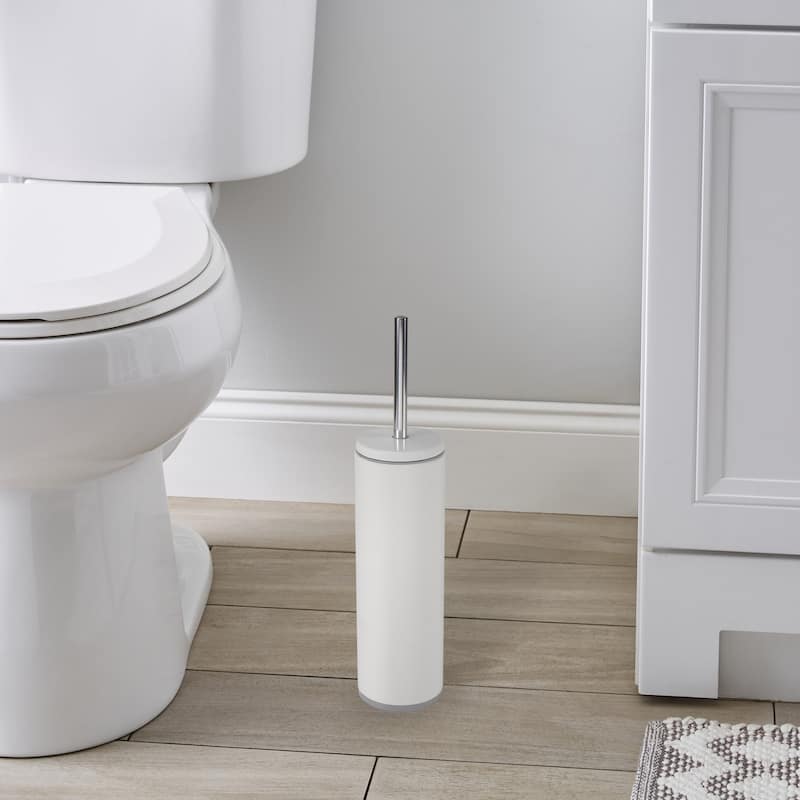 Bath Bliss Modern Aluminum Deluxe Stainless Steel Toilet Brush with Removable Liner in Black