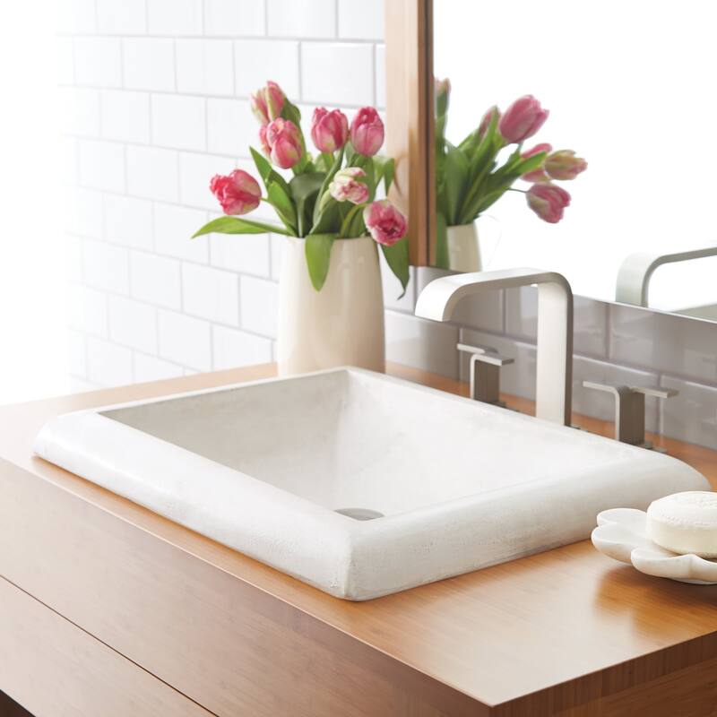Montecito NativeStone and Concrete Drop-in Bathroom Sink - 21.5" x 15.5" x 5.25"