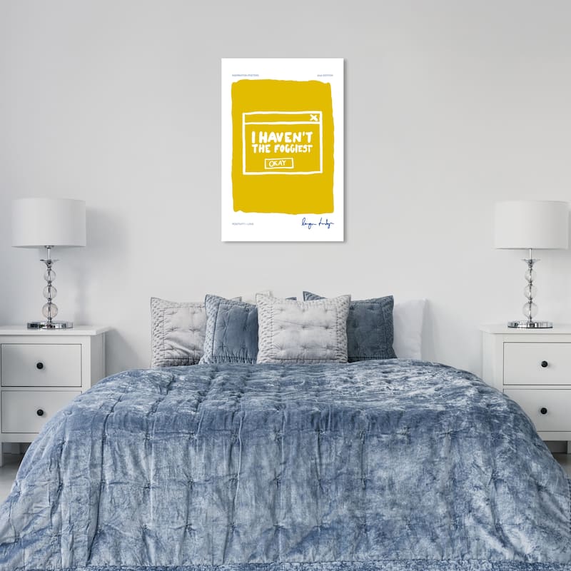 Wynwood Studio Canvas Typography and Quotes Press Okay Window Yellow and Mustard Modern & Contemporary Wall Art Canvas Print - 24 x 36