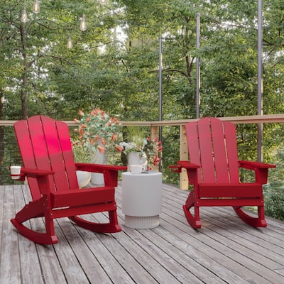 Commercial All-Weather Rocking Adirondack Chair with Swiveling Cupholder