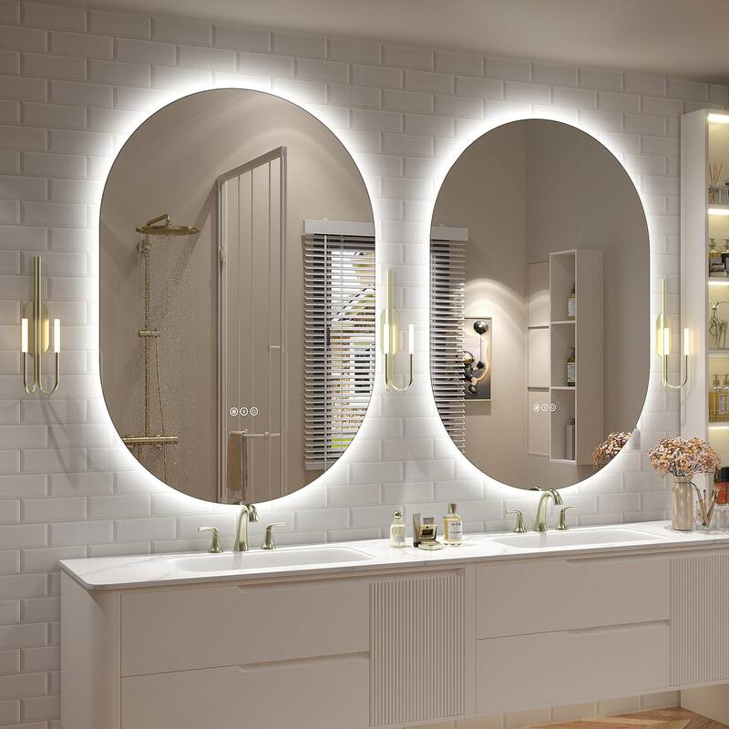 UL Certified Oval LED Lighted Anti-fog Wall Bathroom Vanity Mirror