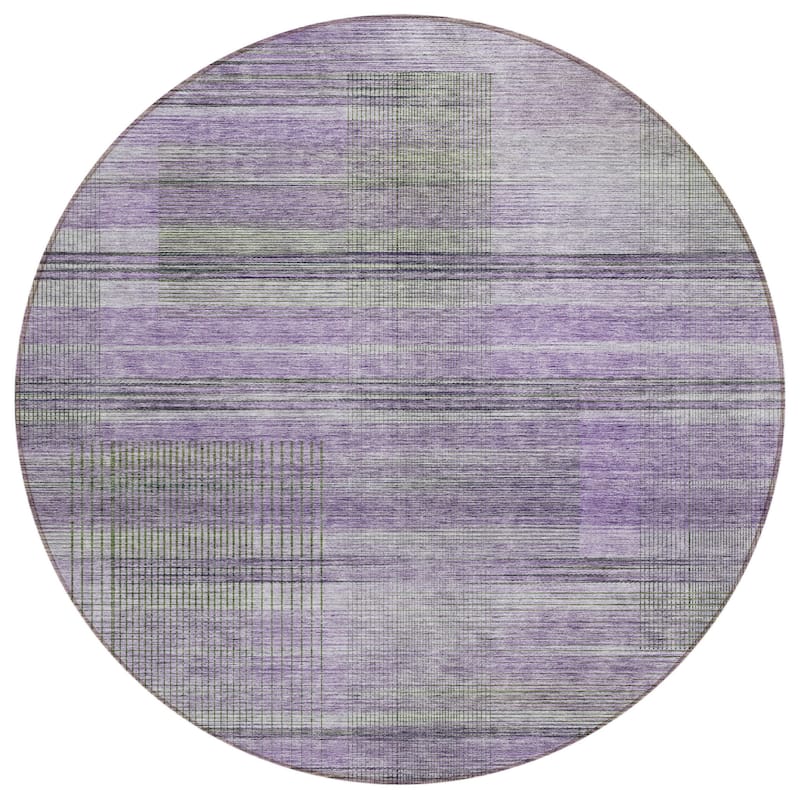 HomeRoots Striped Transitional Rectangle Outdoor Rug - 8' Round
