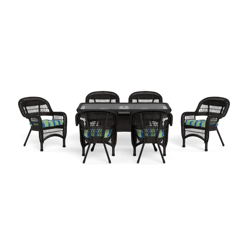 Portside Dark Roast Outdoor Wicker Dining Set (7-Piece) - Haliwell Caribbean