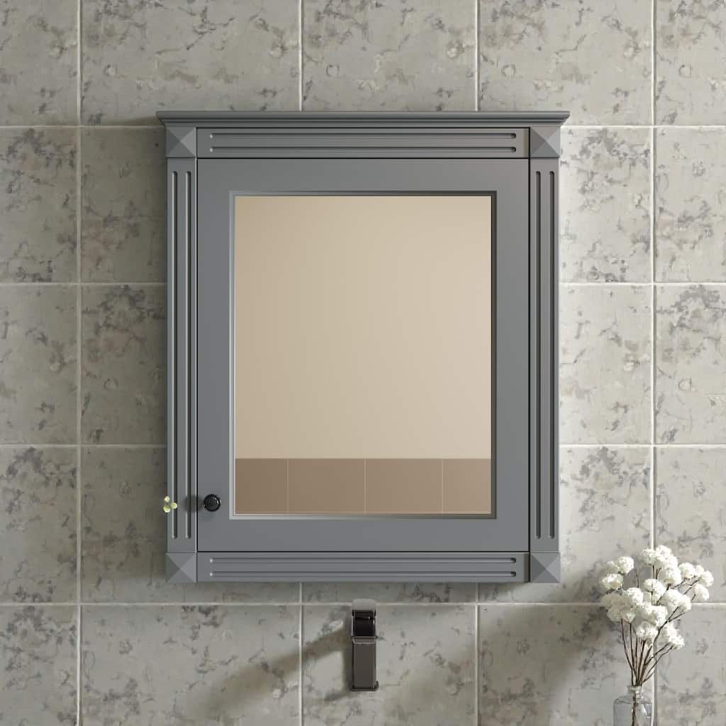 24" Wall Mounted Bathroom Storage Cabinet with Mirror, Over the Toilet Space Saver Medicine Cabinet