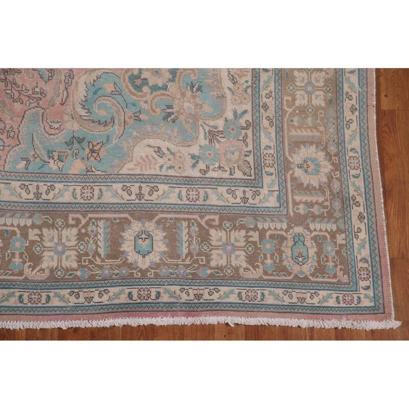 Distressed Tabriz Persian Vintage Area Rug Handmade Wool Carpet - 7'9"x 10'10"