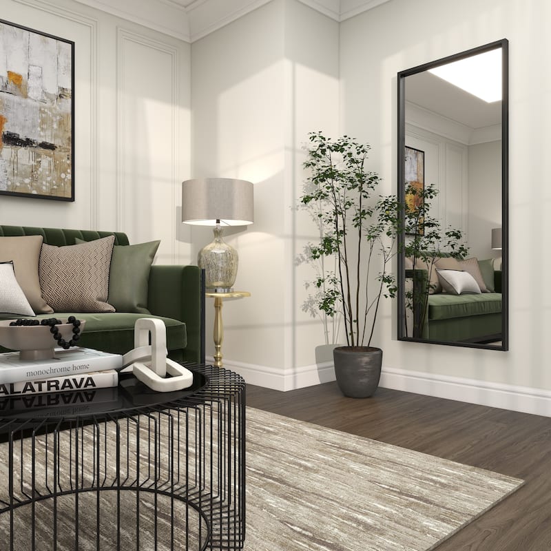 Black Metal Tall Room Floor Mirror