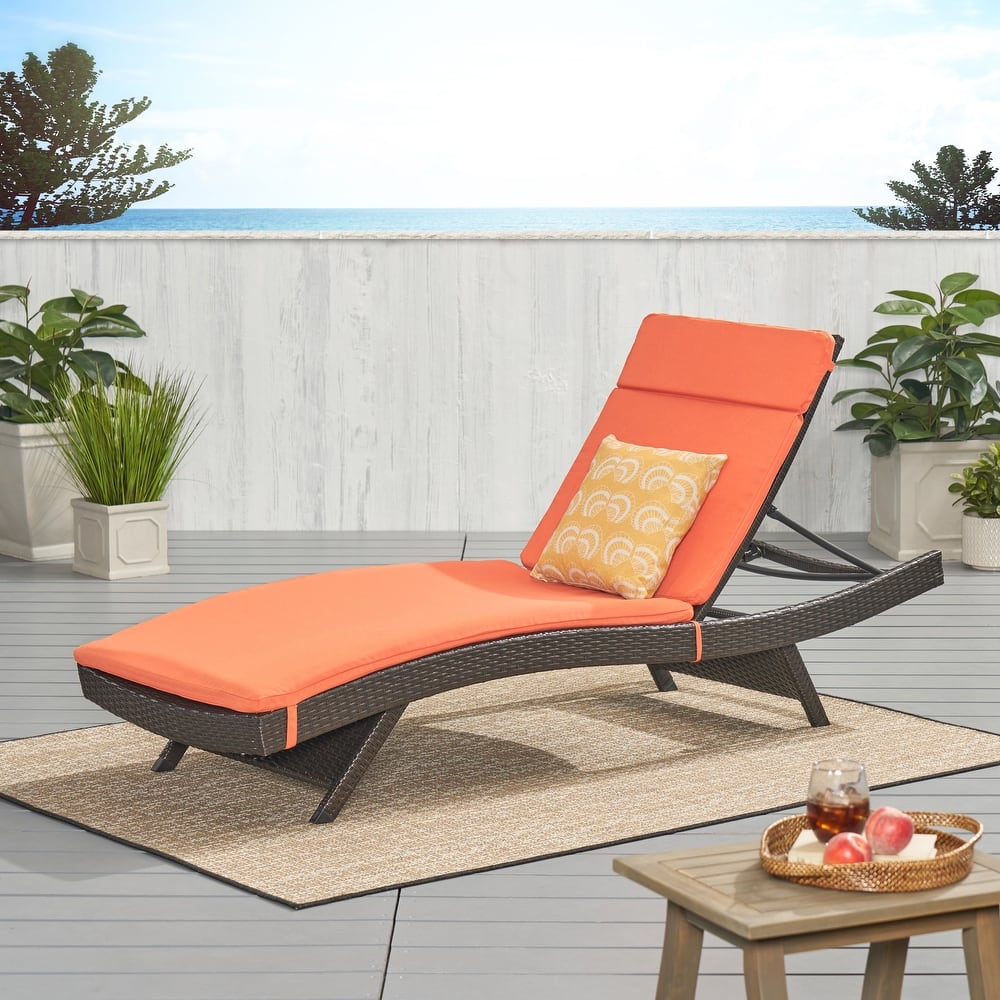 Salem Outdoor Wicker Adjustable Chaise Lounge with Cushion by Christopher Knight Home