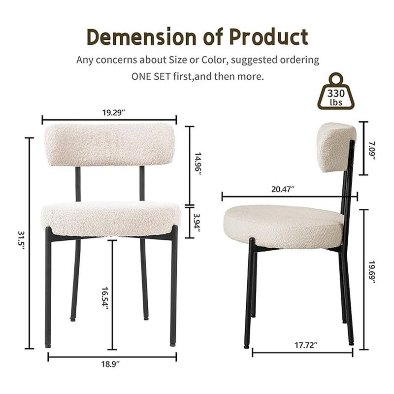 XINMICS Dining Chairs Set of 2/4/6, Mid Century Modern Upholstered Boucle Kitchen Dining Room Chairs