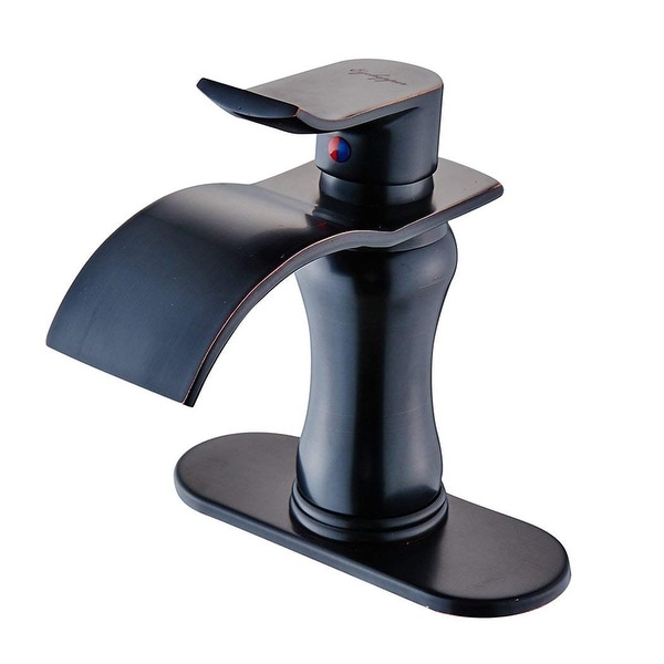DFI Waterfall Bathroom Sink Faucet Single Handle One Hole Deck Mount Lavatory Faucets